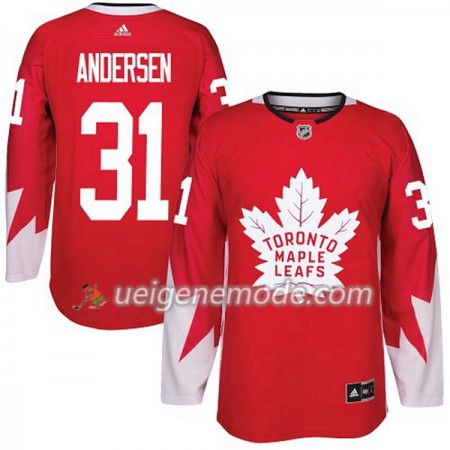 Herren Eishockey Toronto Maple Leafs Trikot Frederik Andersen 31 Adidas 2017-2018 Rot Alternate Authentic